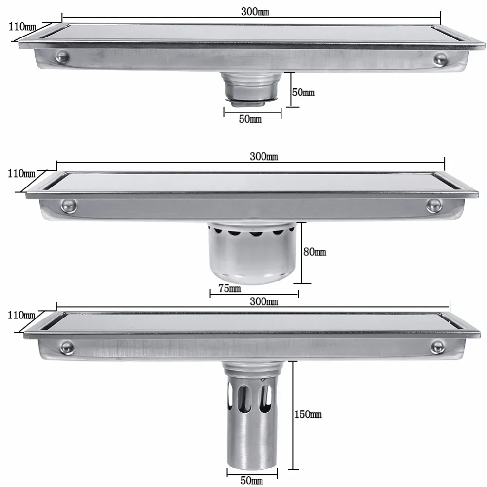 1 компл. Напольные стоки из нержавеющей стали линейный душевой сток в полу плитка вставка сливной канал для ванной комнаты кухня канал плитка стоки