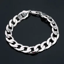 Настоящее Белое золото GF браслет Мужская 8." Картье Цепи 10 мм широкий Ссылка GF ювелирные изделия