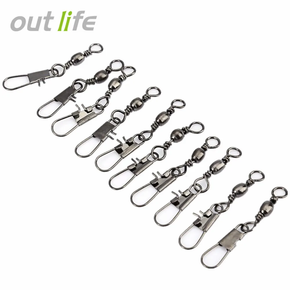 

Outlife New 50pcs Solid Ring Barrel Swivels Outdoor Sport Fishing Interlock Snap Lure Fish Tackles Tackle Connector