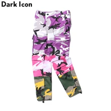 Темные иконы плиссированные Лоскутные камуфляжные брюки карго мужские осенние Саржевые свободные Стильные Мужские штаны в стиле хип-хоп s