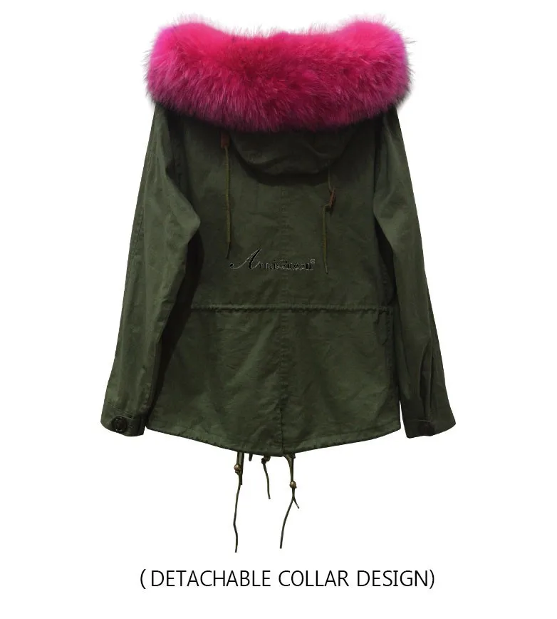 Миссис меха выдающийся дизайн пальто мягкие прикосновения куртка женские парки со съемным воротником пальто из меха енота
