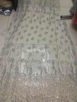 

fashion african SH-173 glued glitter lace fabric high quality nigerian mesh lace