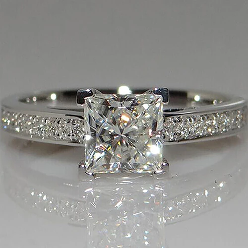 

Women Fashion Square Rhinestone Silver Color Wedding Bridal Party Ring Gift