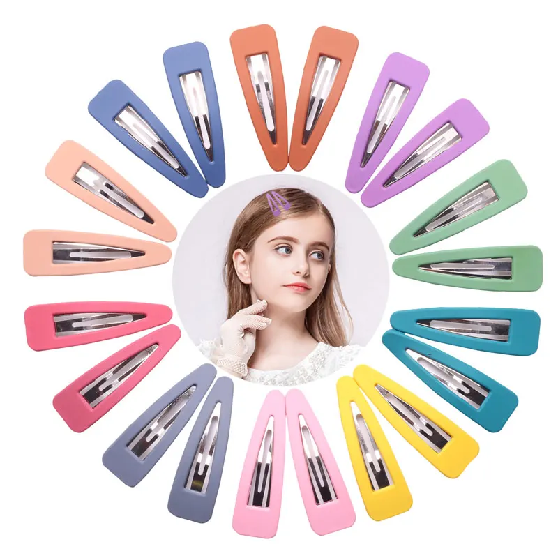 

2pcs Snap Matte Hair Clips Triangle Hair Pins Metal Color Barrette Cute Baby Girls Children Women Kids Hairpins Hair Accessories