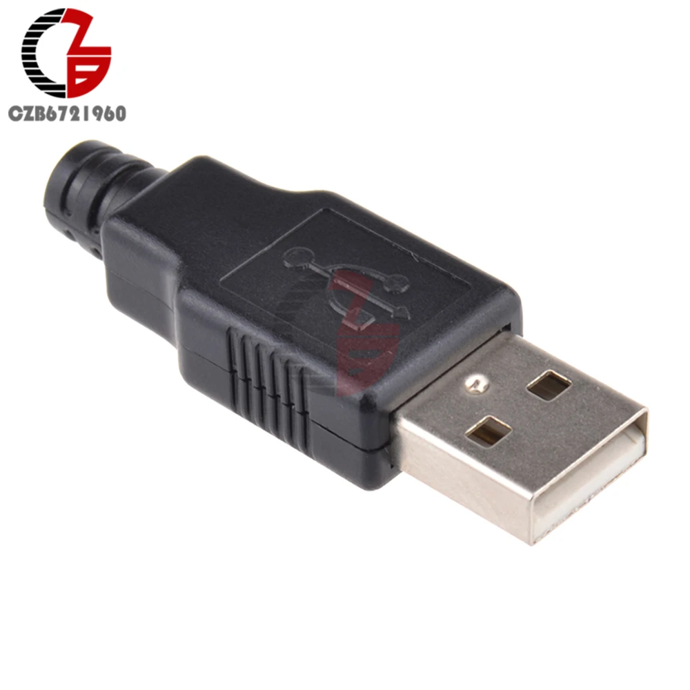 10 шт USB2.0 Тип-плагин 4-контактный разъем адаптера 4Pin USB разъем с черными Пластик крышка