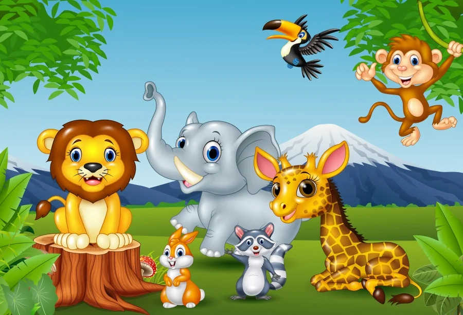 Laeacco Snow Mountain Safari Theme Birthday Party Baby Photographic Backdrops Custom Photography Backgrounds For Photo Studio |