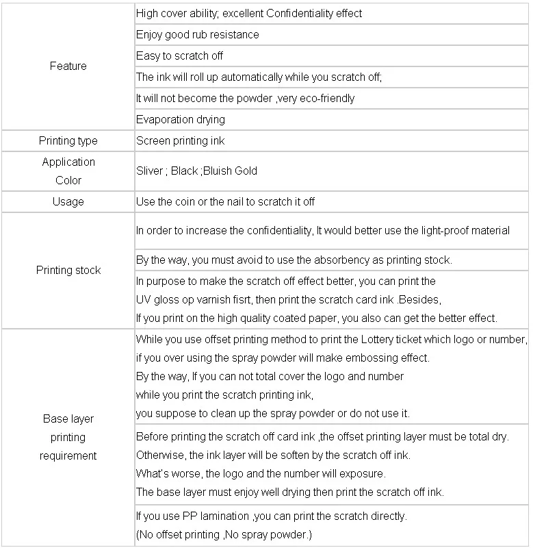 scratch off inks offset printing