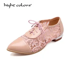 Новая стильная Летняя обувь женские лоферы, модные сетчатые дышащие кружевные повседневные туфли на низком каблуке туфли на плоской подошве с острым носком размера плюс 42, 43, 44, 45