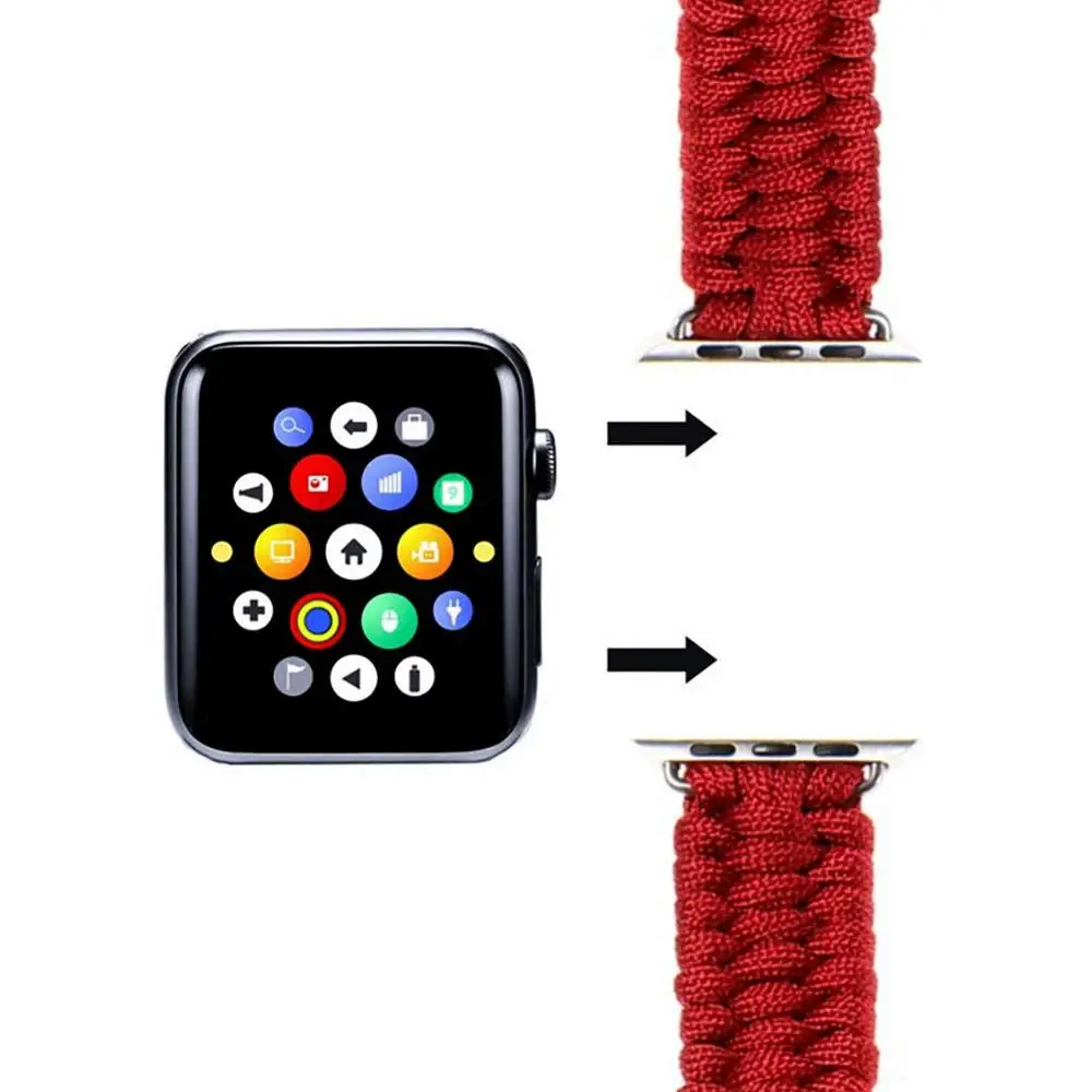 Apple Watch Band, нейлоновые части, парашютный шнур, для спорта на открытом воздухе, кемпинга, активного отдыха, для женщин и мужчин, браслет, ремешок для iWatch Series 5 4 3 2 1