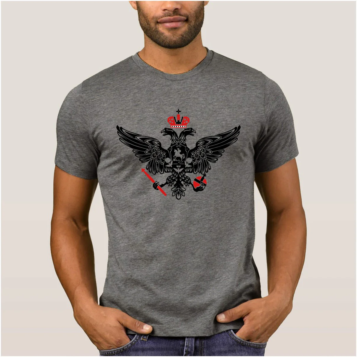 

Printing Humor men t shirt coat of arms russian empire mens t-shirt Spring Autumn Letters tshirt for men Euro Size S-3xl Loose