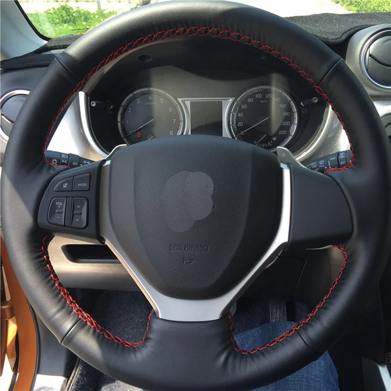 

High Quality cowhide Top Layer Leather handmade Sewing Steering wheel covers protect For Suzuki CELERIO S-CROSS SX4/Vitara