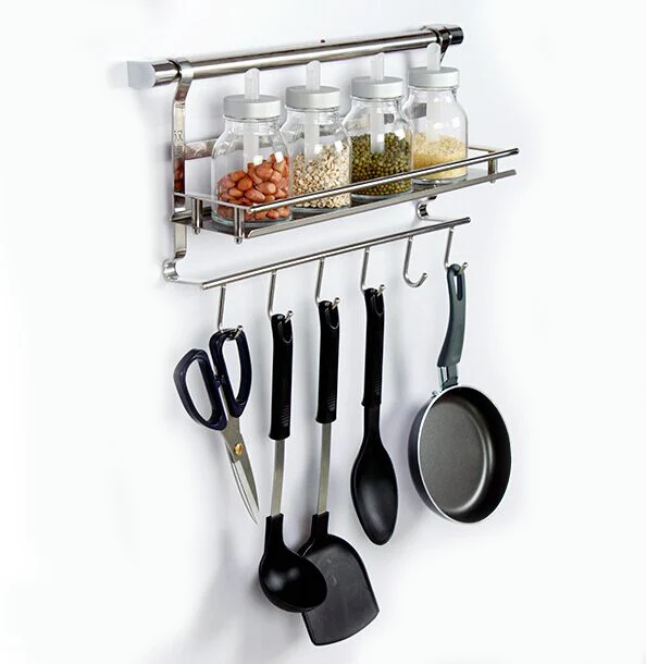 18/8 de acero inoxidable multifuncional cocina estante montado en la