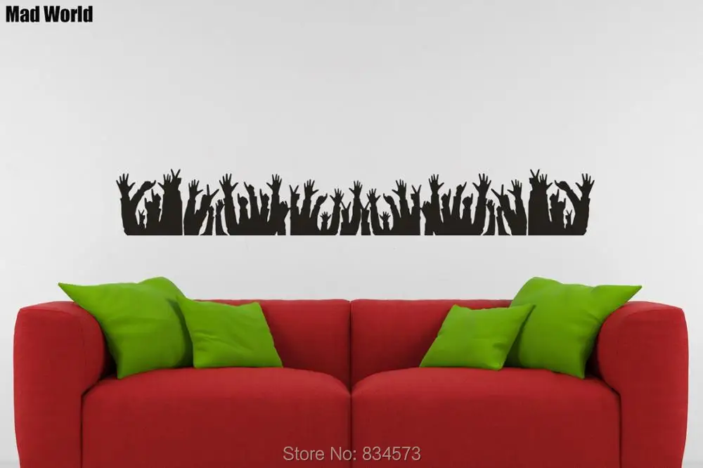 Mad World CROWD FESTIVAL PEOPLE Silhouette Wall Art Stickers Wall Decals Home DIY Decoration