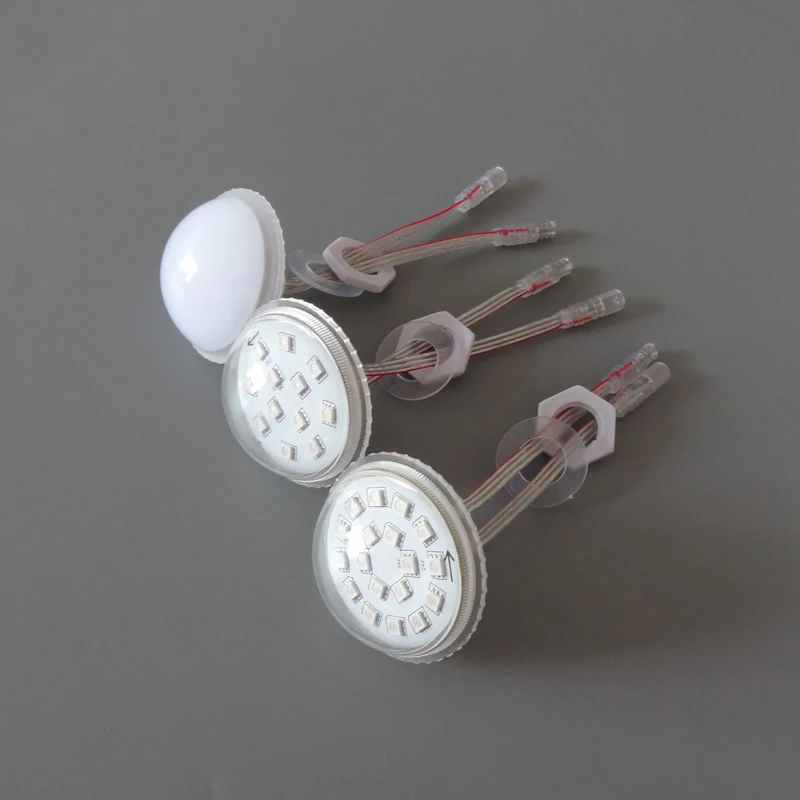 

60mm diameter;DC24V;UCS1903 addressable RGB full color led smart module;4.32W(18pcs of 5050 SMD LED);IP68;clear or milky cover