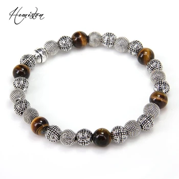 

Thomas Cross, Hero and Tiger Eye Beads Elastic Bracelet, Rebel Heart Style Jewelry Gift For Men and Women TS-B56