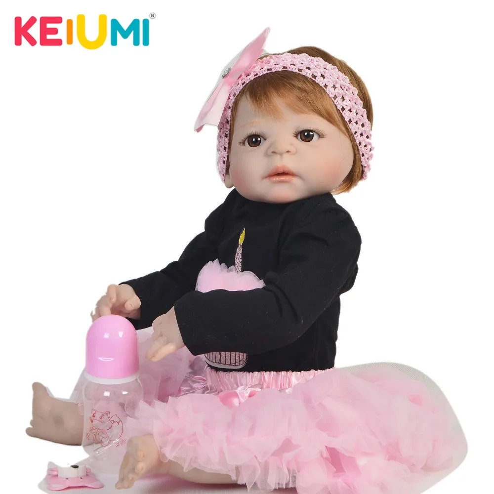 

Reallooking 23' 57 cm Reborn Baby Girl Full Silicone Body Reborn Dolls Lifelike Kids Playmate Baby Toys Girl Christmas Gifts