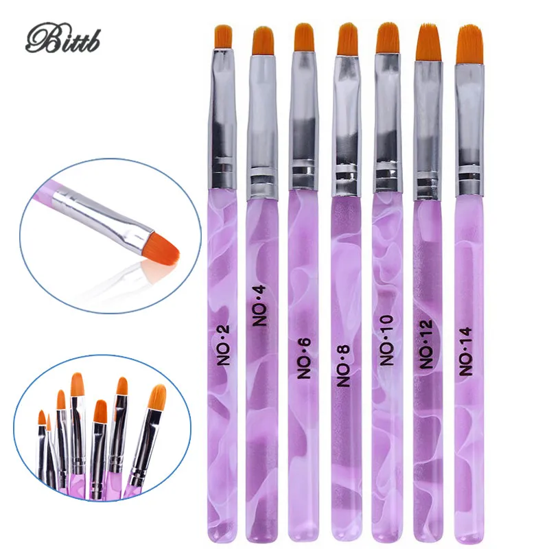 

Bittb 7Pc/Set Acrylic Nail Brush Set Manicure Painting Brush Pen DIY Nail Extensions Tips UV Gel Color Polish Nail Drawing Brush