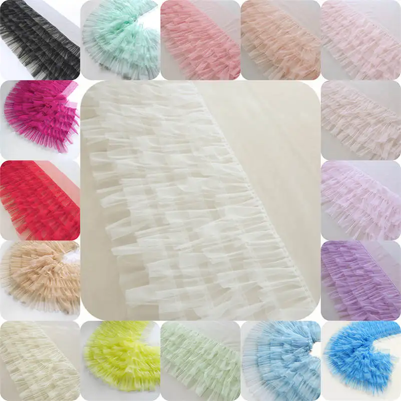 

5 Layers Ruffles Pleated Mesh Trim Edge Lace Trimming Frill DIY Dress By Meter