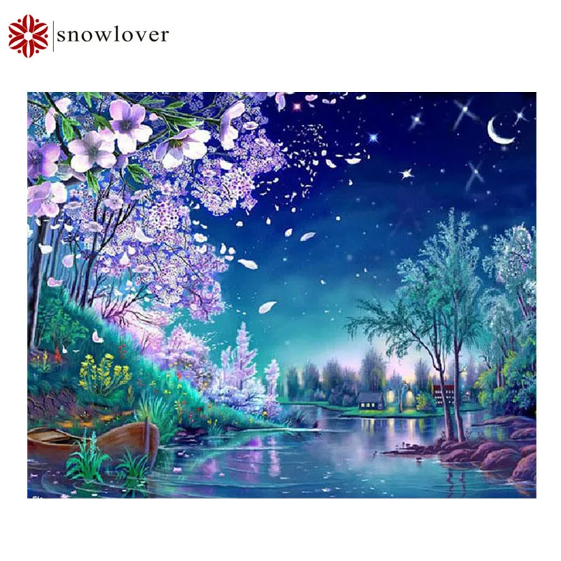 Snowlover 5D Full DIY Diamond Embroidery square Painting Cross Stitch 3D Mosaic Needlework Falling flower 825 | Дом и сад