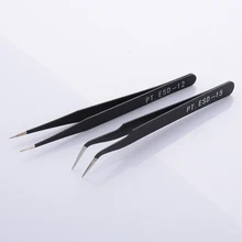 New 2Pcs Anti-Static Curved Stainless Steel Curved Straight Eyebrow Tweezers Eyelash Extension Nail Art DIY Makeup Tools Kit