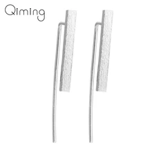 925 пробы серебряные квадратные Длинные запонки крюк серьги простые геометрические для женщин Homme Bojiux pendientes