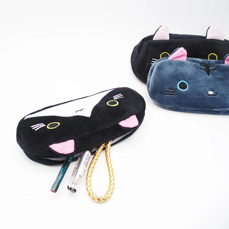 Plush Pencil Case School Supplies For Girls Stationery Office Cute Kawaii Cartoon Cat Pen Bag pouch kits Kids Gift Makeup bag (3)