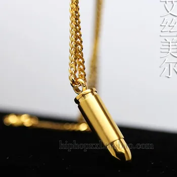 

JHNBY Bullet Couple pendant High Quality Fashion Hiphop Gold-color Plated 60cm long chain statement necklace men Unisex jewelry