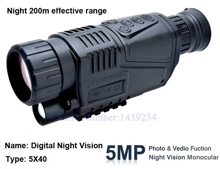 Askco Мощный 5X40 цифровой Монокуляр инфракрасного ночного видения телескоп ночного видения очки можно фотографировать видео для охоты