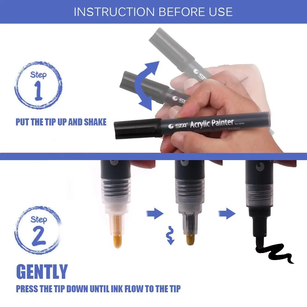 Акрил Красящие ручки для Керамика Краски ing-Постоянный акриловый фломастеров для рок Краски ing, Стекло, фарфор, кружка, ткань, холст
