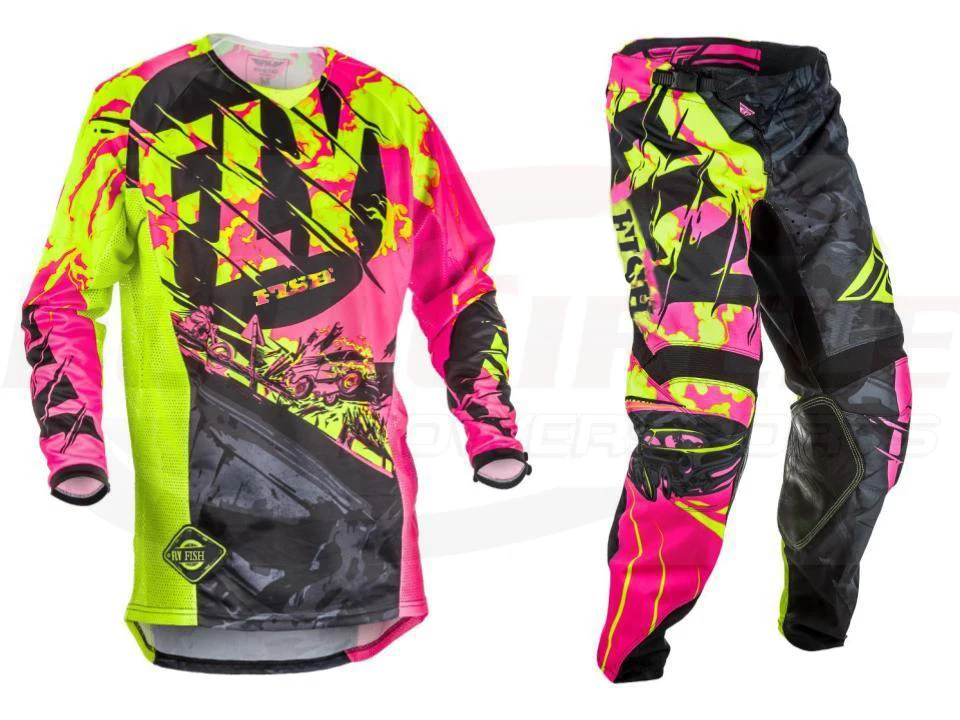 NEW Fly Fish Racing Motocross MX Racing Suit Pants& Jersey Combos Moto Dirt Bike ATV Gear Set Red/Black/yellow