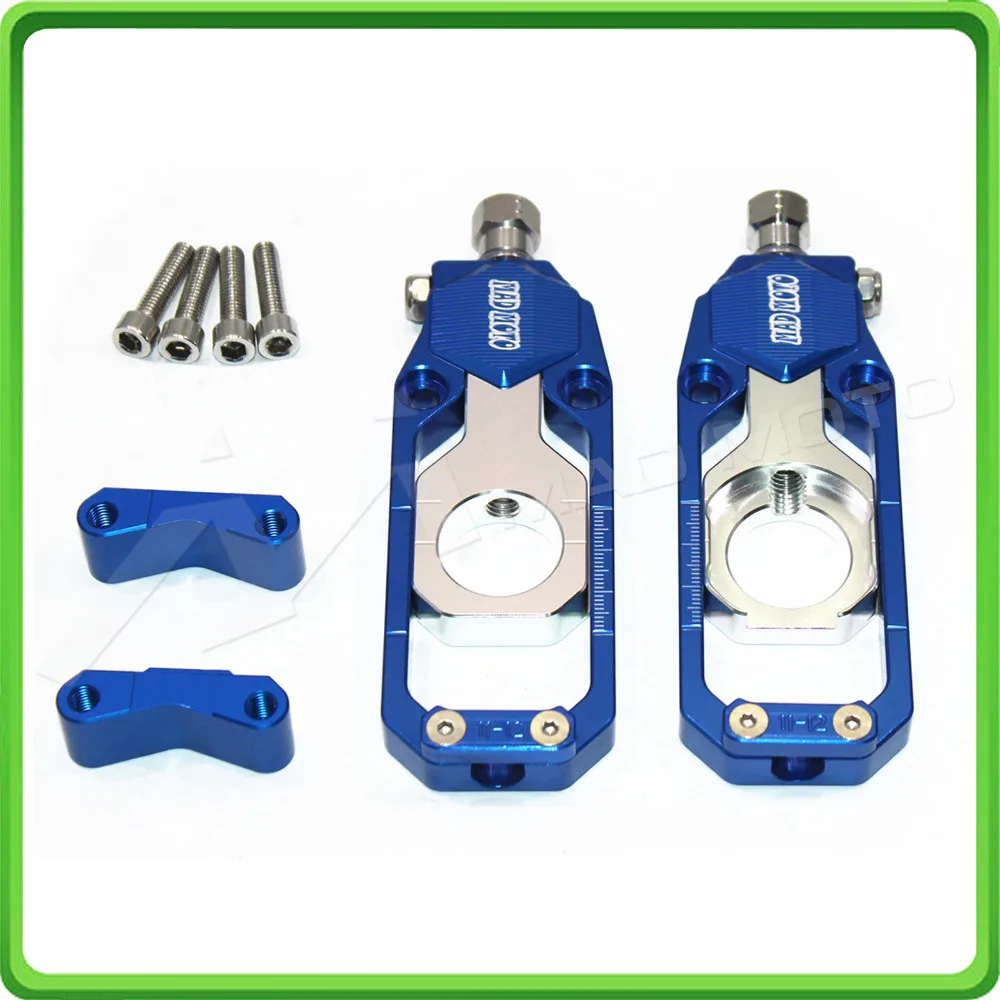 Motorcycle Chain Tensioner Adjuster fit for KAWASAKI Ninja ZX6R ZX-6R 2005 2006 2007 2008 2009 2010 2011 2012 Blue & Silver (10)