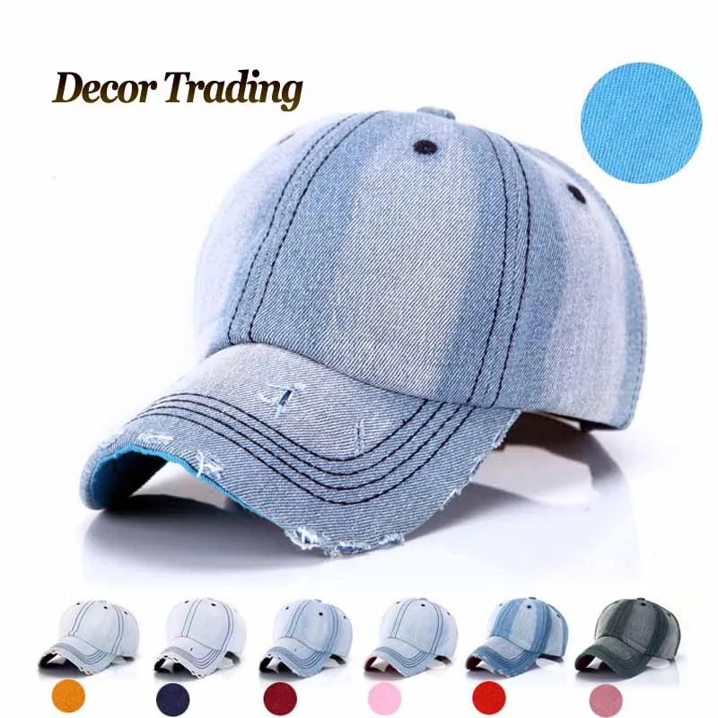 2016 New Simple Ripped Denim Cap Men and Women Jeans Color Fashion
