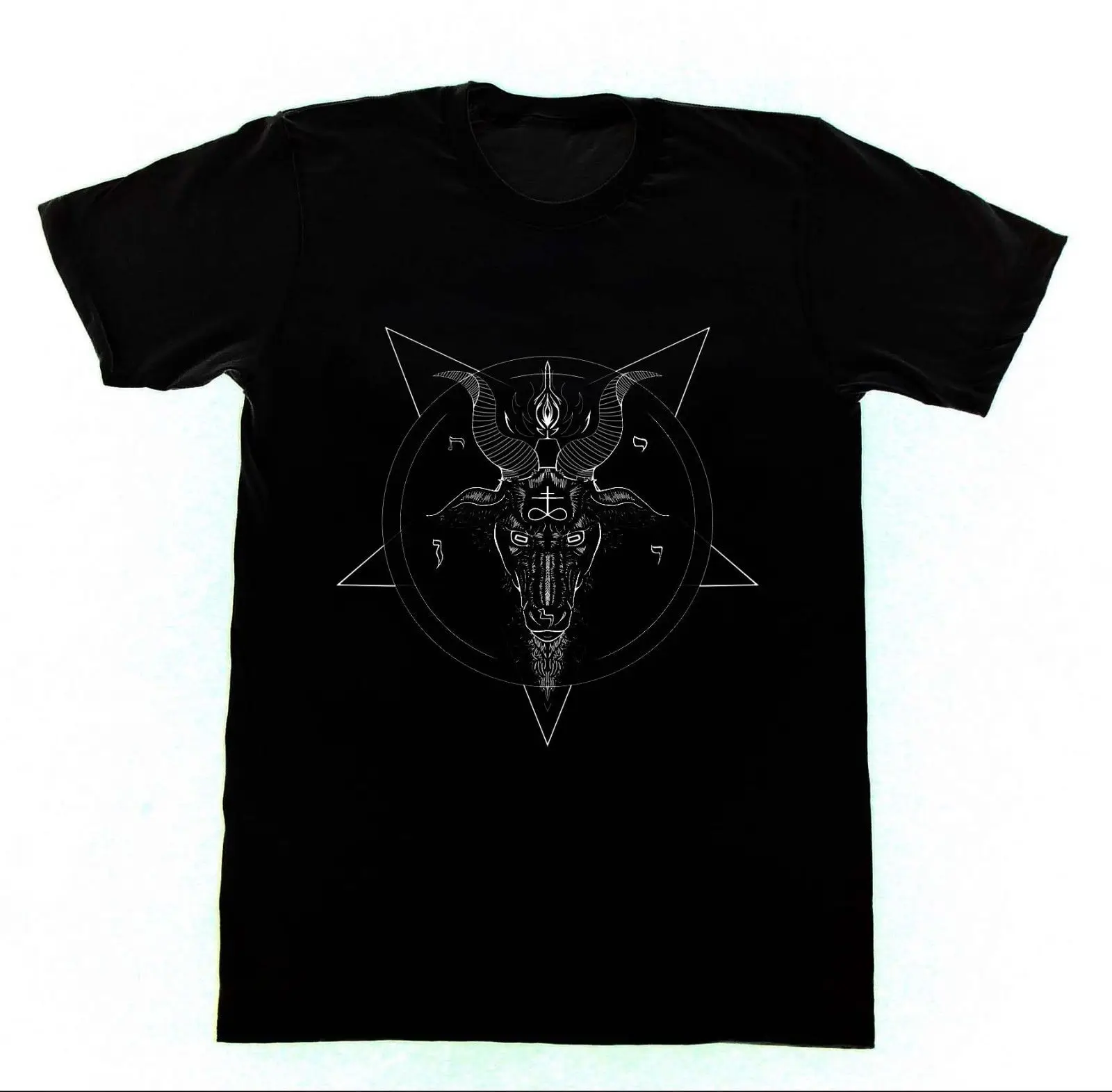 

Baphomet Goathead Pentagram 57 T-Shirt Church Satan Temple Men Brand Printed 100% Cotton T Shirt Funny