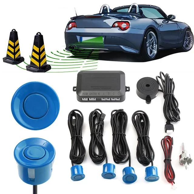 DC 12V  200mA Auto Car Accessories Original New HLEST Parking Sensor Colorful Radar Recoil Car Buzzer Alarm System 4 Kit Camping