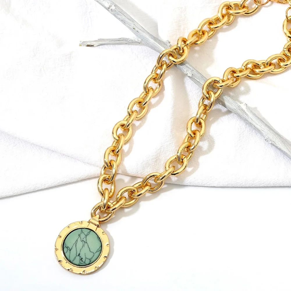 DIEZI винтажное Оригинальное каменное ожерелье для женщин колье-чокер геометрической формы цепочка массивное ожерелье для девочек ювелирные изделия