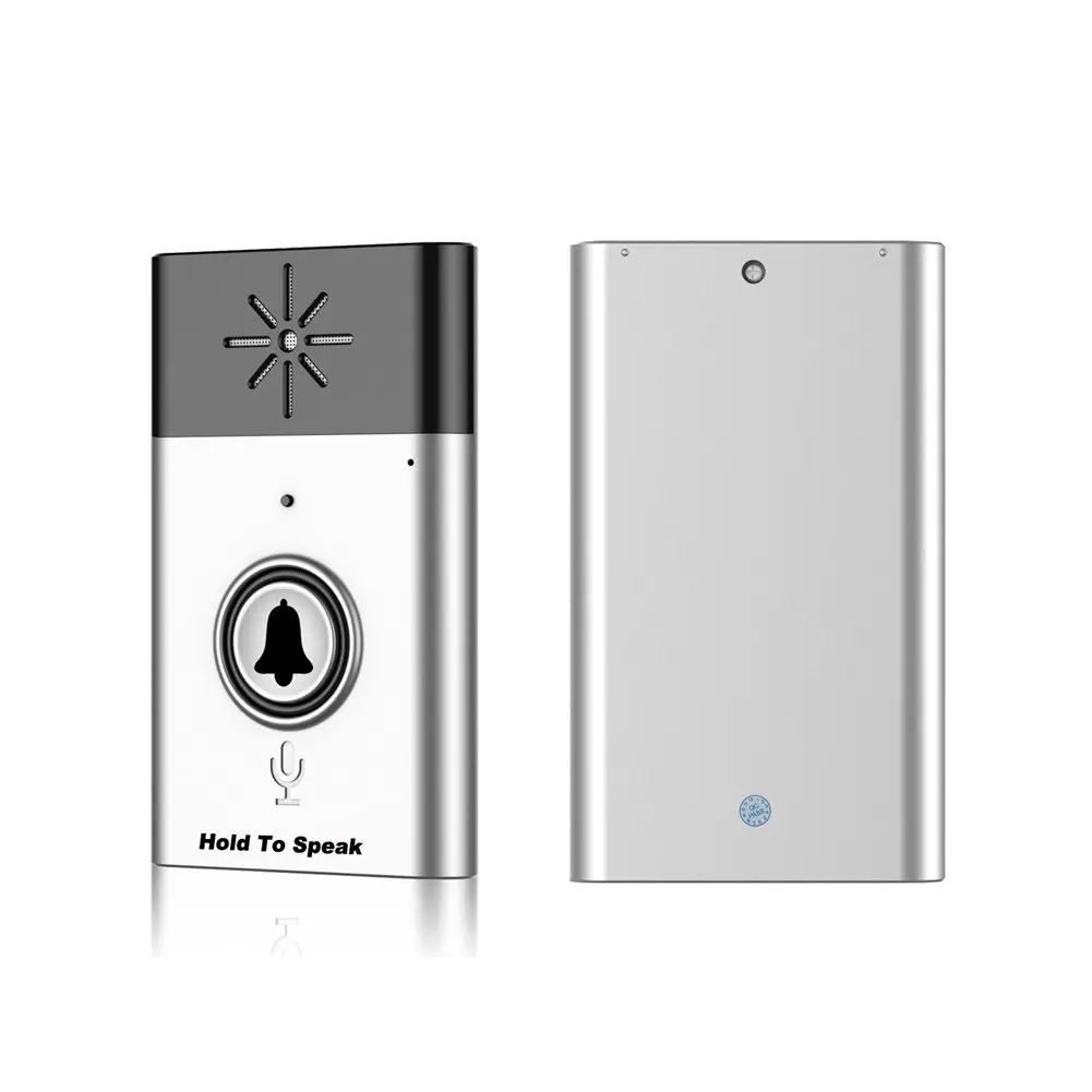 1set Wireless Doorbell With Speaker Voice Intercom 300M Distance silvery 1set Wireless Doorbell With Speaker Voice Intercom 300M Distance silvery