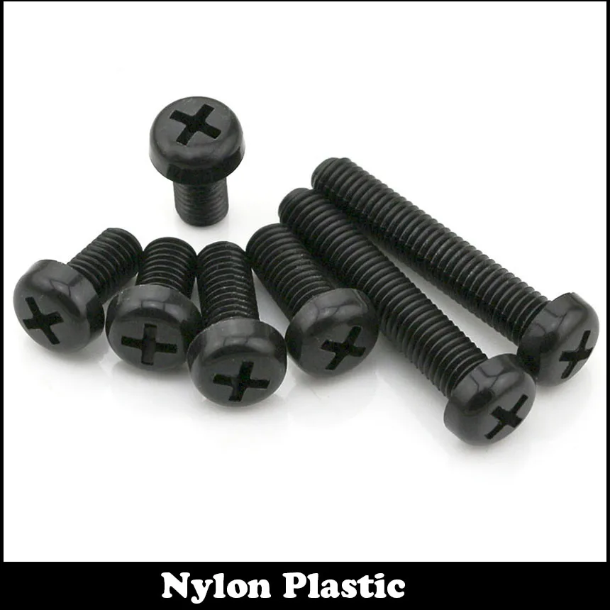 

40pcs M2.5 M2.5*12 Black Bolt Nylong Plastic Cross Recessed Round Pan Head Screw