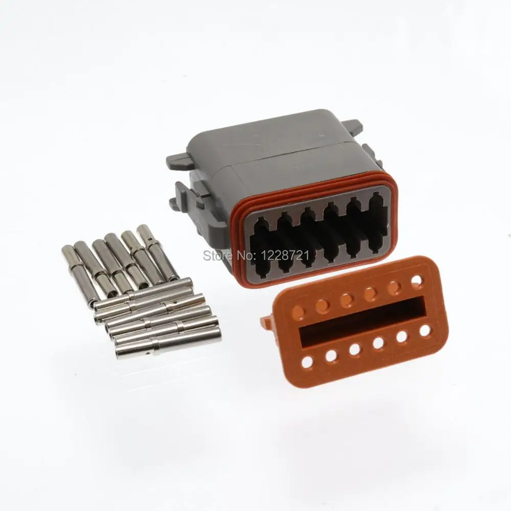 

100 Kits DT06-12S 12 Pin Female Wire Waterproof Connector Kit Complete With Wedgelocks& Solid Terminals