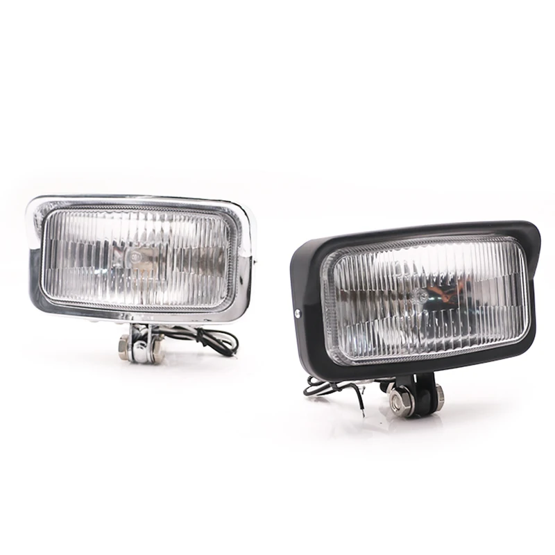 DC 12V Universal Motorcycle Refit Headlights Scooter 55W Headlamps Motorbike Retro Black Head Lights Motor Square