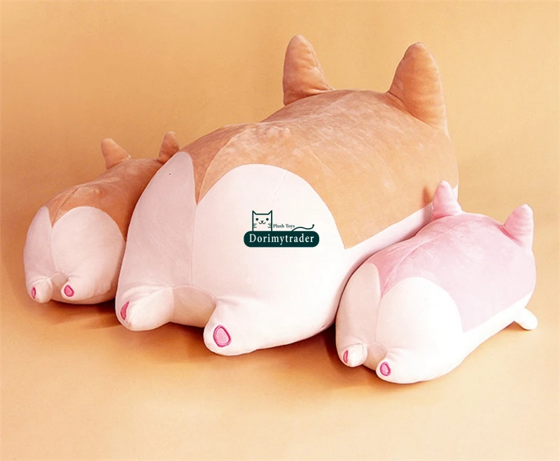 Dorimytrader Pop 60cm Big Anime Corgi Butt Plush Toys Cartoon Stuffed Soft Animals Dog Corgi with Fat Arse 24inches DY61646 (5)
