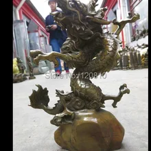 1" Китай латунь тонкой работы круг вокруг дракона на каменная Скульптура