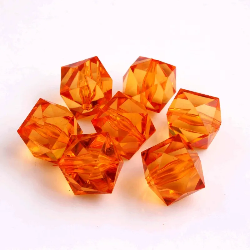 OYKZA дешевый класс ААА многогранный акриловый прозрачный лед куб бусины для модных ювелирных изделий ожерелье изготовление 8 мм до 20 мм - Цвет: orange