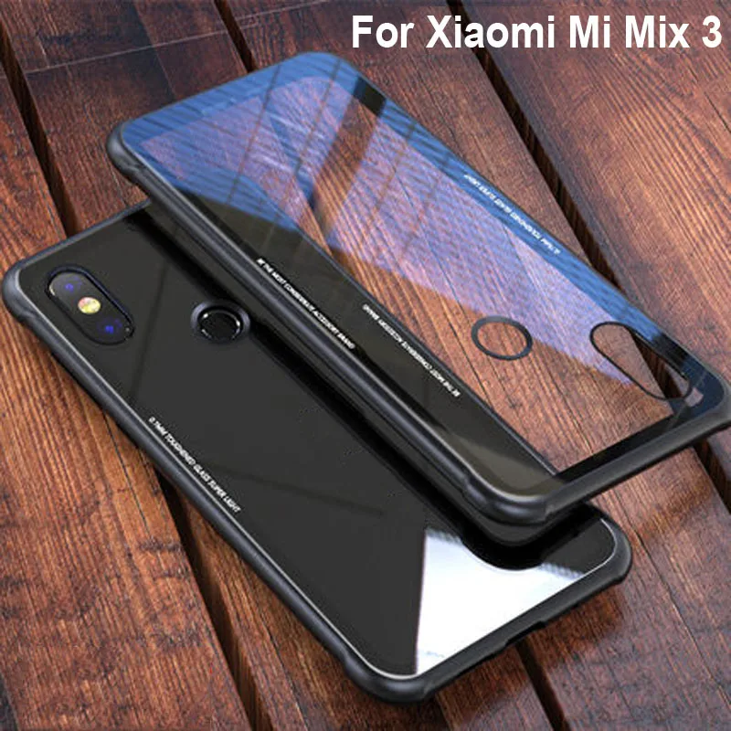Чехол для Xiaomi Mi Mix 3 металлический чехол из закаленного стекла пластиковая задняя