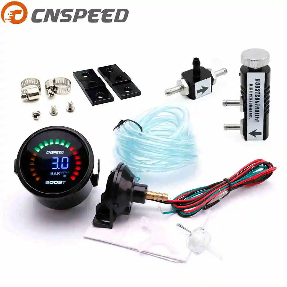 

CNSPEED 2"52mm Car Digital 20 LED Turbo Boost Gauge -1~3Bar+ Adjustable Turbo Boost Controller Kit 1-30 PSI IN-CABIN