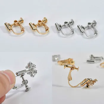 

Color - retaining copper plated 18k genuine gold ear pin variable ear clip soft rubber ear clip DIY ear ring accessory material