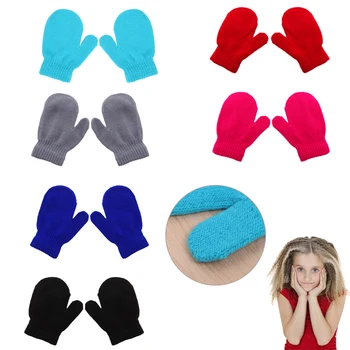 

1 pair Multi-Color Cute Unisex Knitting Warm Soft Gloves Girls Candy Colors Mittens Velvet Gloves Accessories 2018