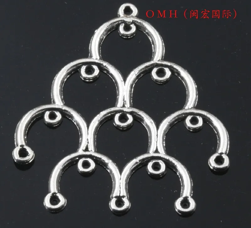 

OMH wholesale jewelry Free shipping 4pcs silver earring connectors findings 47mm EH308