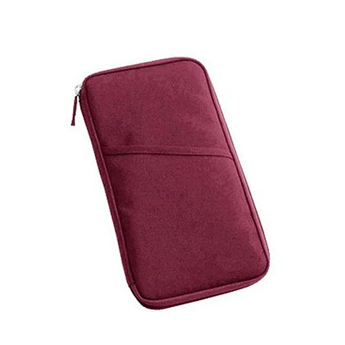 10pcs( 2016 Hot StyleWine Red Travel Wallet Document Organizer Pas Ticket Holder Closure Zip