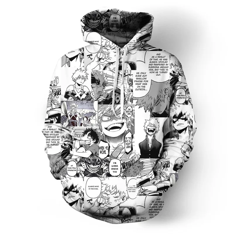 Combat Hero Anime Hoodie Funny Cool Hip Hop Streetwear Unisex Black White Pullovers Angry Bakugou Katsuki Collage Tops Hooides Hoodies Sweatshirts Aliexpress - black anime hoodie roblox