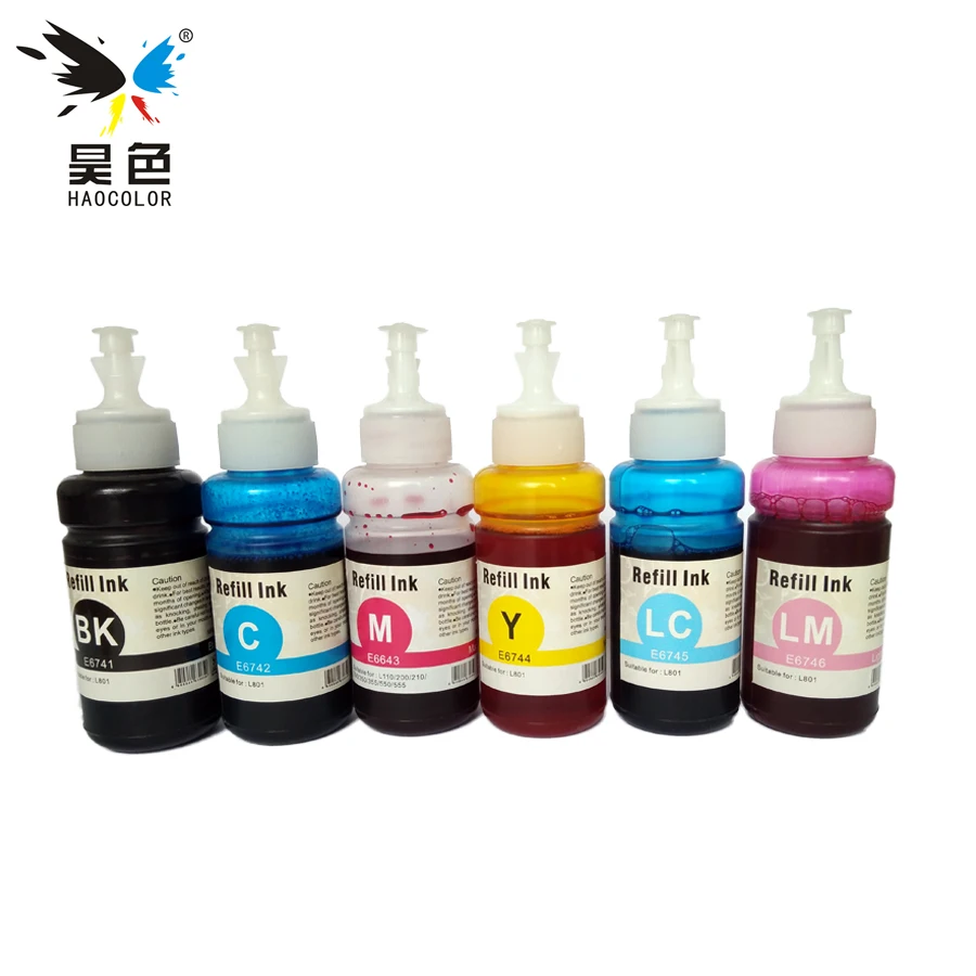 6*70ml desktop inkjet Printer 6 color ciss ink Refill kit For Epson L800 L801 dye ink based-in